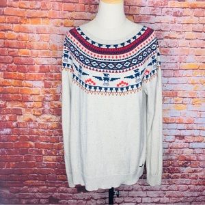 On the Byas Scoop Neck Oatmeal Southwestern Thunderbird Fair Isle Sweater